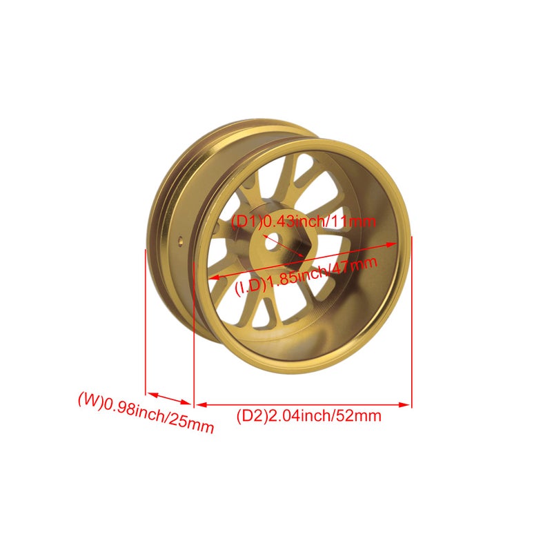 Mxfans 4PCS RC Golden Al. Upgrade 50008Y Y-Shape Wheel Rim RC1:10 On-Road Car & Drift Car - Image 4